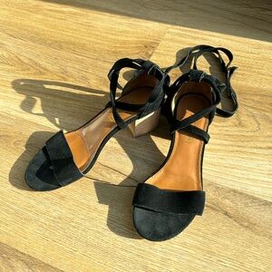Siren black suede heeled sandals
